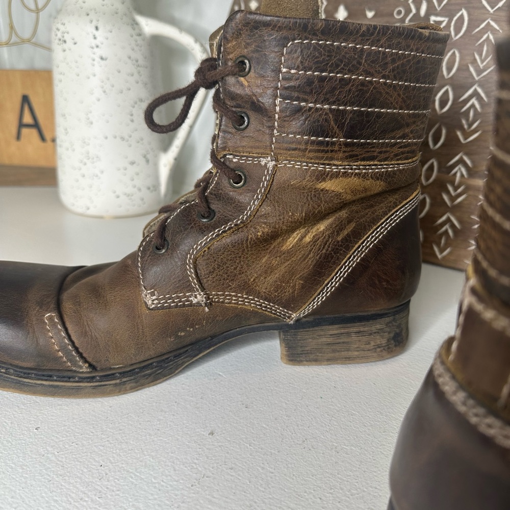 Bed|Stu Men's Distressed Leather Lace-Up Boots Size 10 - Picture 7 of 9